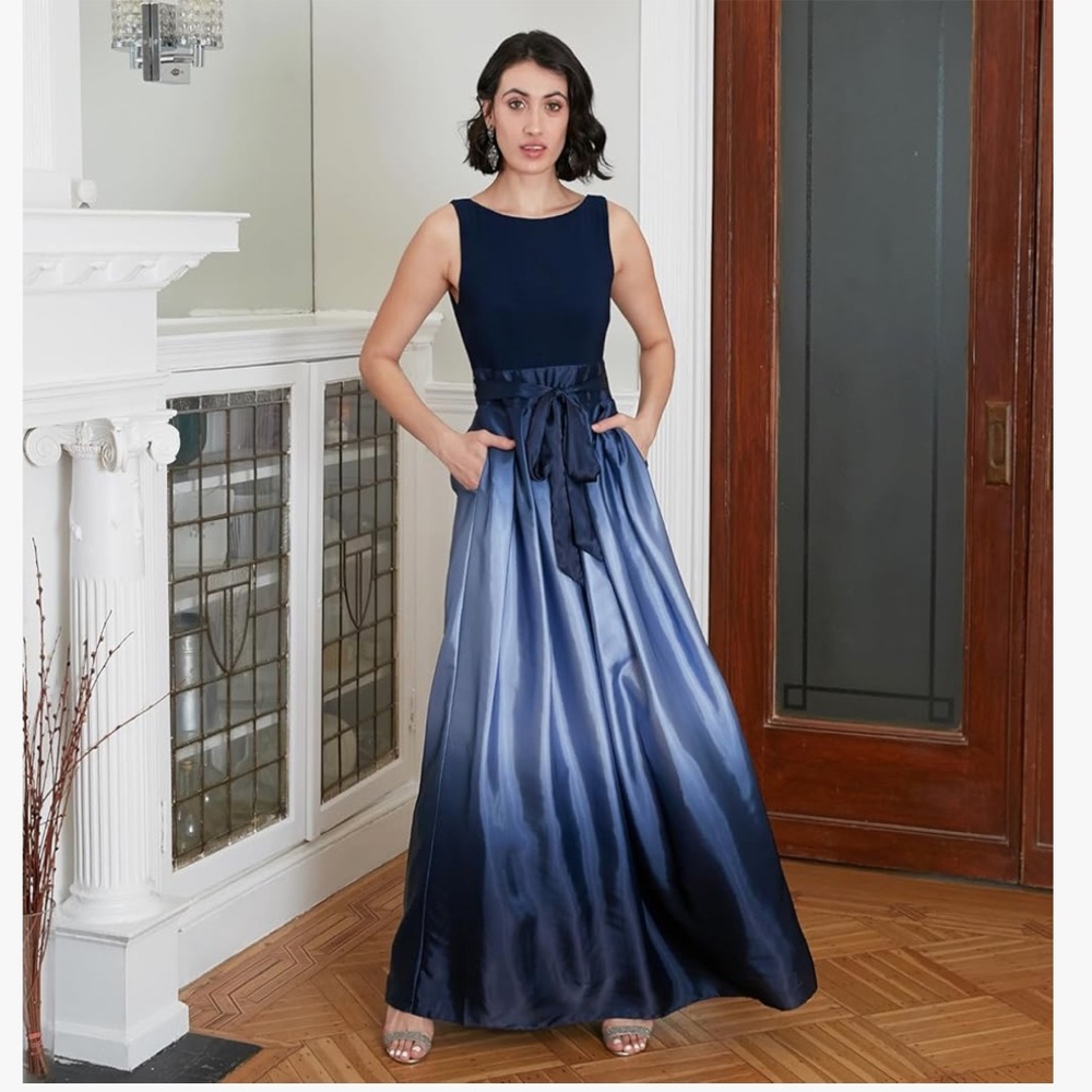 S.L. Fashions NWT. Ombre Satin Mother of the Bride Gown w/ Pockets Size 14 - Picture 3 of 3